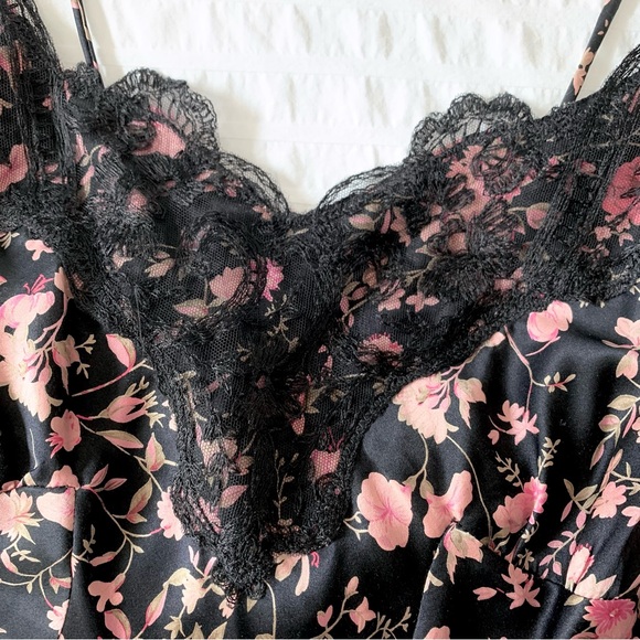 VTG 90s Y2K Betsy Johnson Silk Slip Dress Black Floral XS - Picture 2 of 15